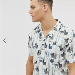 ASOS Soul Star England Short Sleeve Button Down Animal Print